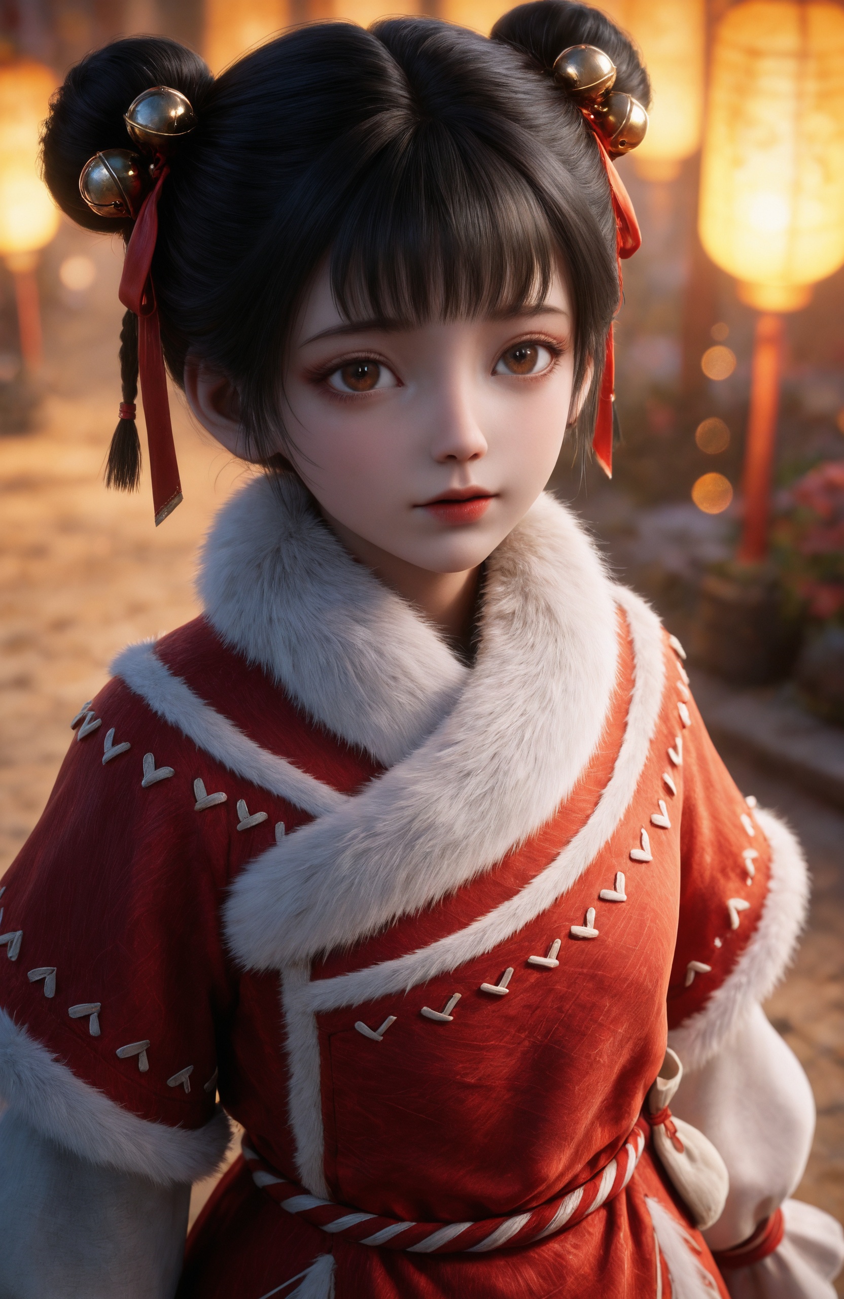 <lora:剑来2-李宝瓶IL:0.7> 1girl,child, black hair, hair ornament, short hair, double bun, hair ribbon, brown eyes, chinese clothes, red dress, hair bell,, realistic style photo,outstanding style,Use soft lighting to cast gentle shadows on the subject,adding a touch of dimension to your images without compromising details,whirls of vapor,(Anime:1.1),soft neon light,ethereal ambiance,delicate details,magical atmosphere,concept art,highly detailed,ultra-high resolution,32K UHD,sharp focus,best-quality,masterpiece,golden hour,unconventional supreme masterpiece,masterful details,temperate atmosphere,with a high-end texture,in the style of fashion photography,magazine style,Dynamic Angle,Dynamic posture,magazine style,Dynamic Angle,Dynamic posture,(cowboy_shot:1.2),eye trail,depth of field,cinematic lighting,lens flare,close-up,extreme aesthetic,(wlop:0.6),(honjou raita,lack,rella,wanke:0.5),masterpiece,best quality,good quality,newest,year 2025,very aesthetic,absurdres,Visual impact,A shot with tension,ultra-high resolution,32K UHD,sharp focus,best-quality,masterpiece,Emotionalization,unconventional supreme masterpiece,masterful details,temperate atmosphere,with a high-end texture,in the style of fashion photography,(Visual impact:1.2),giving the poster a dynamic and visually striking appearance,