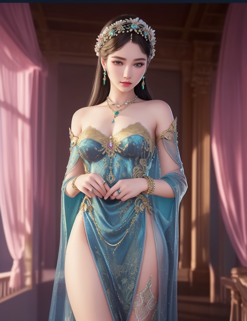 ultra realistic 8k cg, picture-perfect face, flawless, clean, masterpiece, professional artwork, famous artwork, cinematic lighting, cinematic bloom, perfect face, beautiful face, fantasy, dreamlike, unreal, science fiction,  beautiful clothes, lace, lace trim, lace-trimmed legwear,  (rich:1.4), prestige, luxury, jewelry, diamond, gold, pearl, gem, sapphire, ruby, emerald, intricate detail, delicate pattern, charming, alluring, seductive, erotic, enchanting, hair ornament, necklace, earrings, bracelet, armlet,halo((,1girl, pov,))(((,  1girl,  solo,looking at viewer, ))),(((1girl, solo, dress, jewelry)))<lora:DA_WhiteSnakeGreenSnake:0.7>