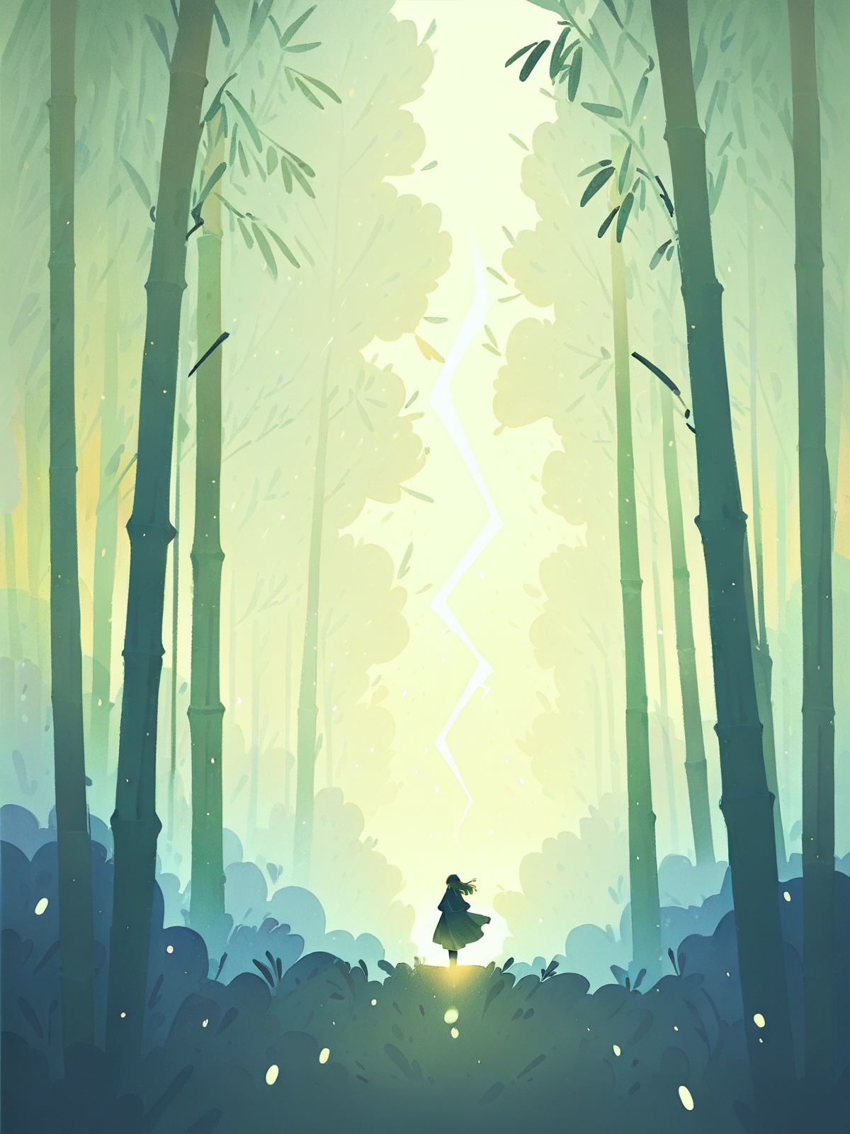 ke1ko,  dense bamboo forest with filtered light,  deep winter blanketed in white on Tensor.Art