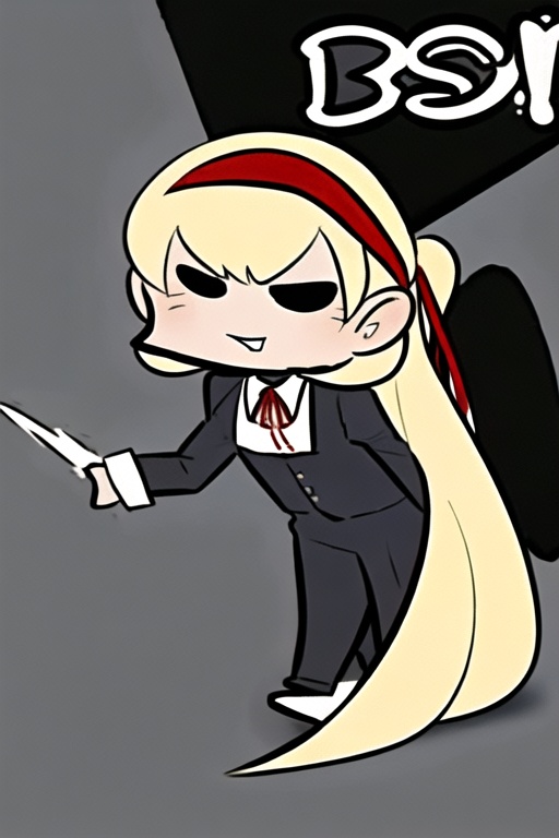 1girl,wsdxj,solo,ojousama,chibi,age regression,red headband,red bowtie,evil atmosphere,highres,