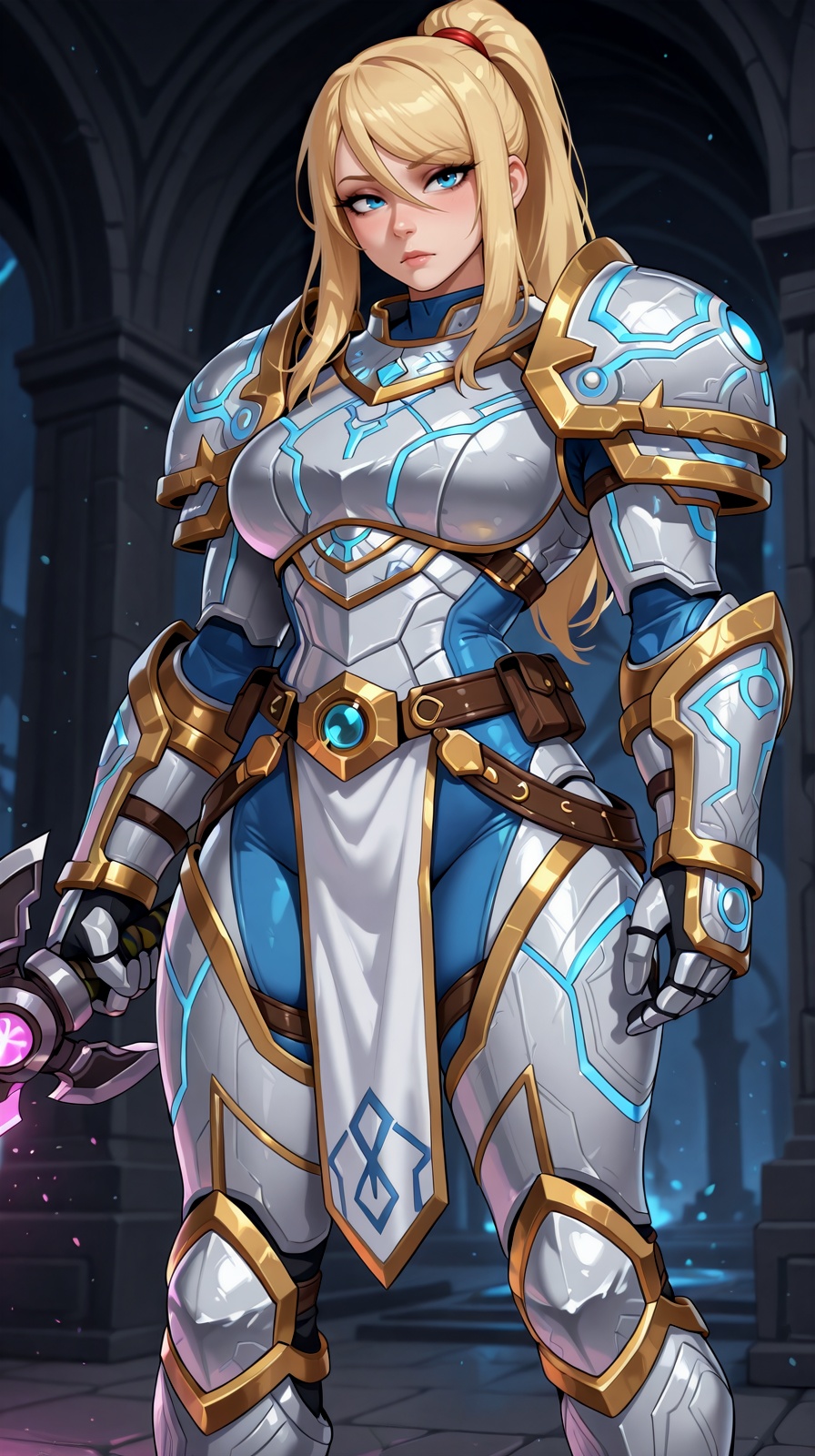 samus aran,  paladin \(cosplay\) \(world of warcraft\),  masterpiece on Tensor.Art