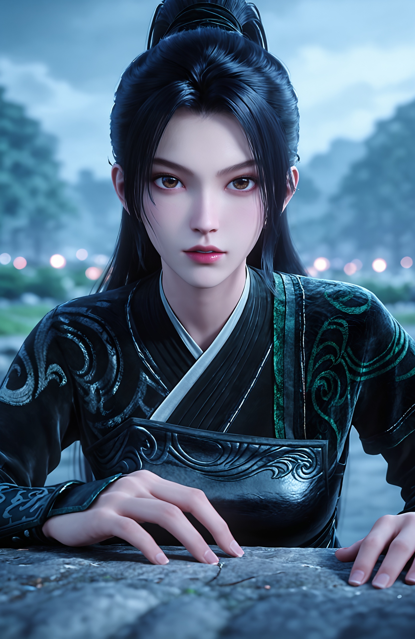 1girl,  long hair,  black hair on Tensor.Art