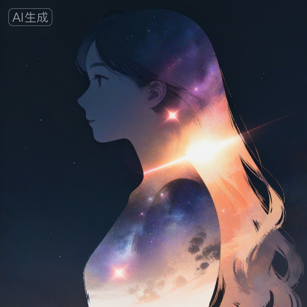 universe sky,masterpiece,best quality,8K,ultra-high resolution,silhouette double exposures,, silhouette of a long hair girl's side profile,, silhouette made of celestial bodies stars galaxy star \(sky\),dark background,simple background,, Negative prompt: ng_deepnegative_v1_75t,(badhandv4:1.2),EasyNegative,(worst quality),,nsfw, Steps: 20, Sampler: Euler a, CFG scale: 7.0, Seed: 3044013281, Size: 1024x1024, Model hash: 735cf3fefc, Model: Illustrious XL V1.0_V1.0.safetensors, Denoising strength: 0, RNG: CPU, Lora 1: AS Unusual 异常集, Lora Hash 1: 2a7bd47d16, Lora Weight 1: 0.8, Lora 2: 剪影多重曝光, Lora Hash 2: 7286cfad18, Lora Weight 2: 0.84, vae_name: automatic
