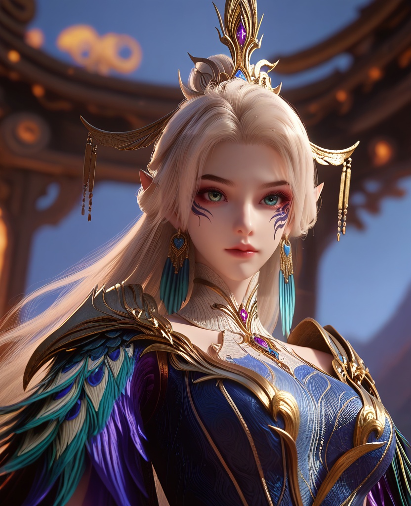 (Bending down to tie shoelaces, with a puppy or pet eagerly watching and playing,:1.1),looking at viewer,(large breasts:1.2),<lora:XL16云深不知梦燕倾霏穹冥本体:0.95>,miss yanqingfei,atropurpureus gown,heterochromia eyes with blue and red,facial mark,white hair,very long hair,hair ornament,hair bun,earrings,jewelry,pointy ears,, score_9,score_8_up,score_7_up,score_6_up,score_5_up,score_4_up,3d rendering,tag1,tag2, Cinematic Lighting,backlighting,