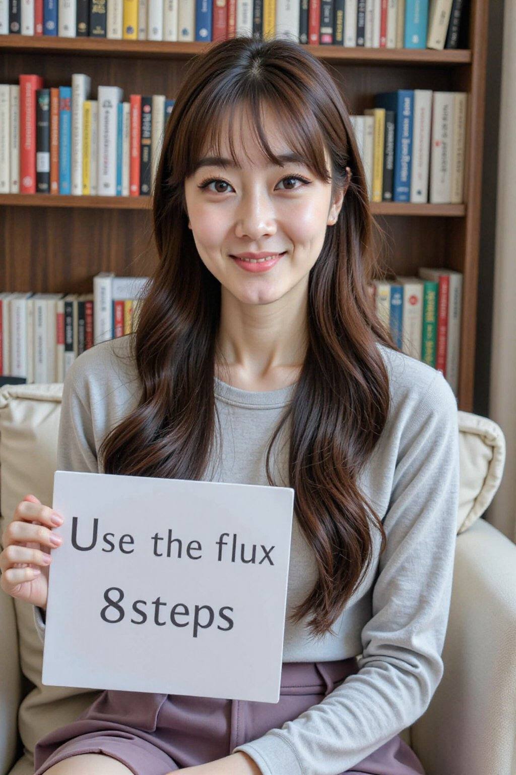 This photograph features an East Asian woman with long,  straight,  dark brown hair and bangs on Tensor.Art