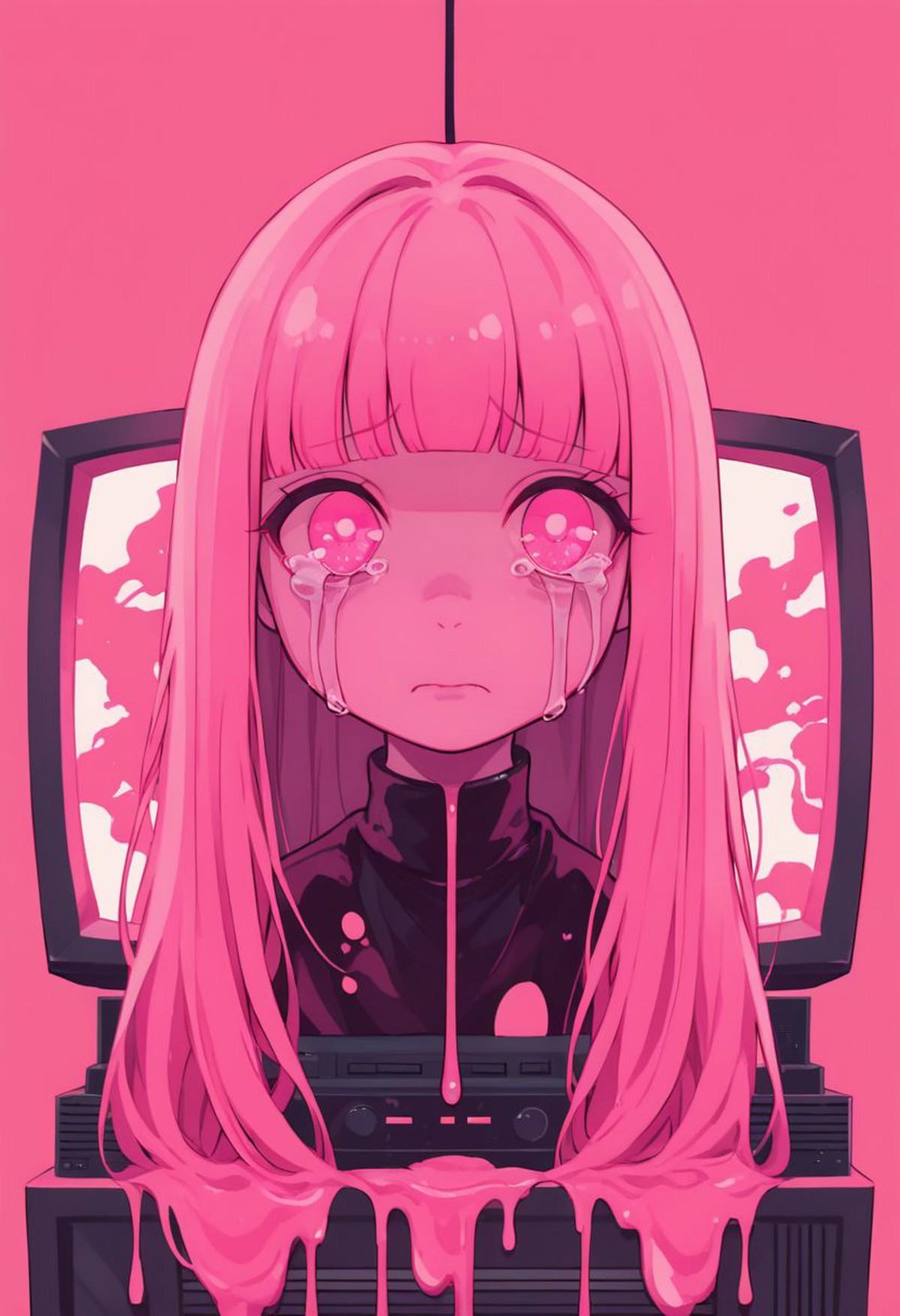 did vaporwave style,  1girl,  solo on Tensor.Art