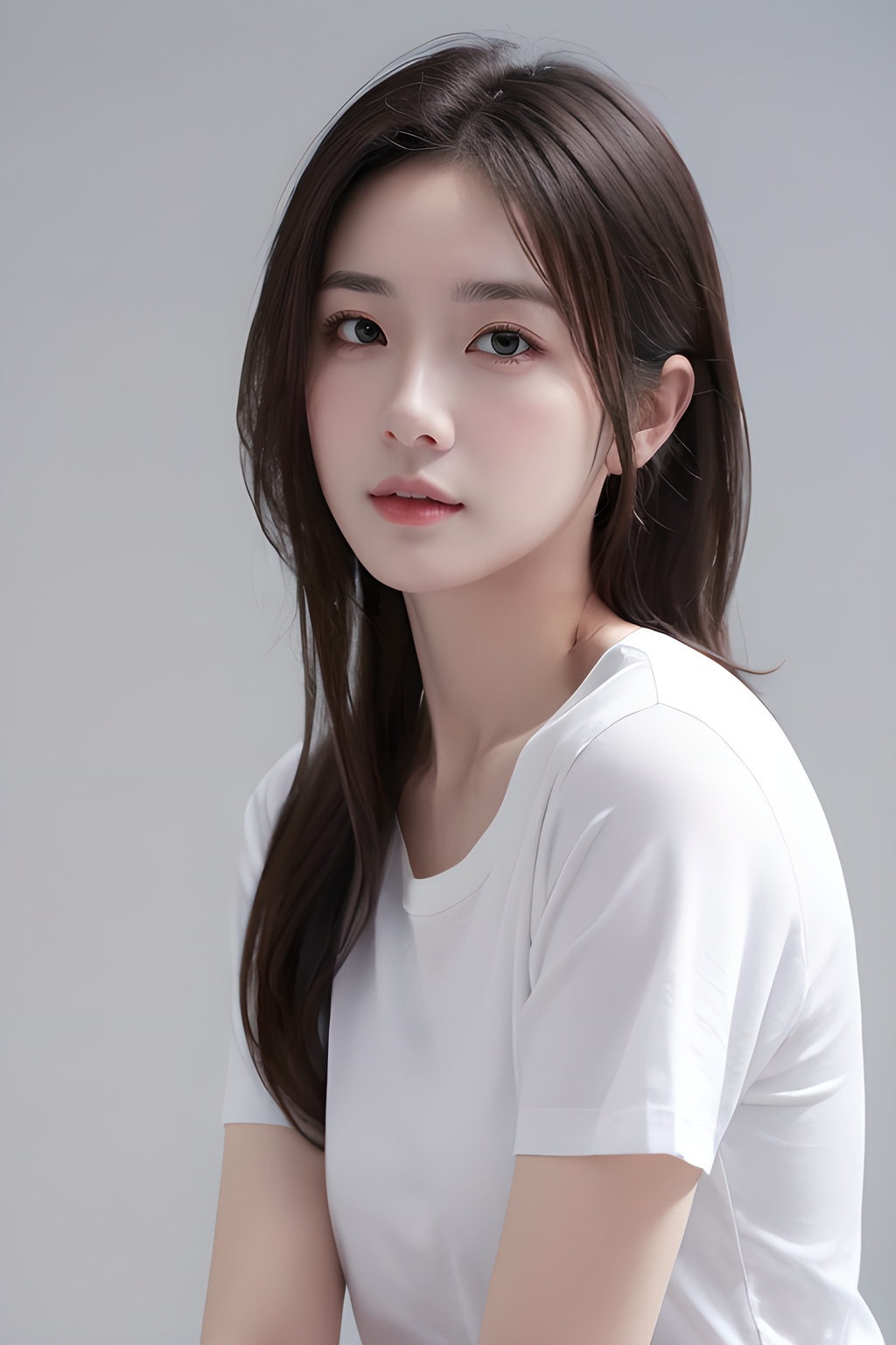 <lora:0809_01:0.7>,simple background,white_shirt,, 1girl,realistic,masterpiece, best quality, photorealistic, HDR,detail