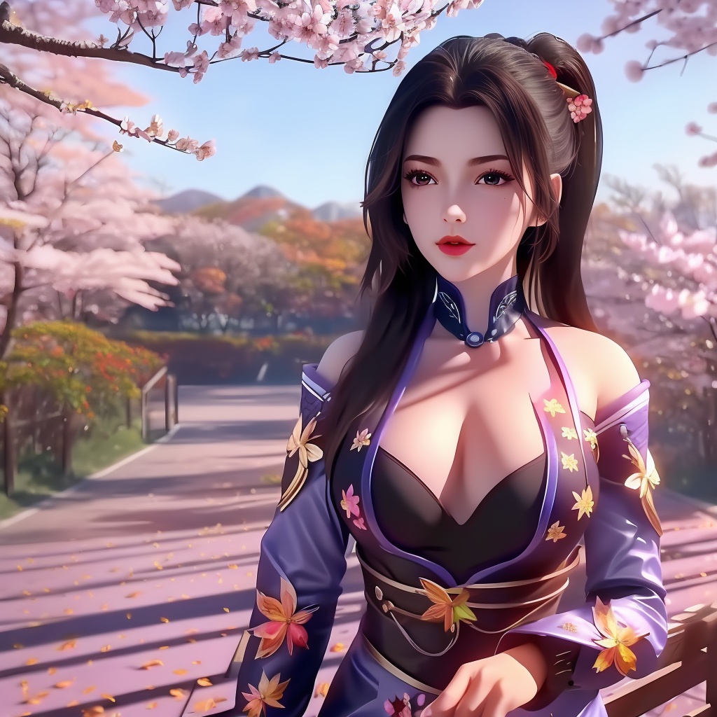 <lora:779-DA-绝世战魂-楚云:0.8>, (,1girl, ,best quality, ),looking at viewer,  ,ultra detailed 8k cg,ultra detailed background,ultra realistic 8k cg, ,masterpiece, (( , )),, ,science fiction,mole, ultra realistic 8k cg, ,    ,(,cherry blossoms, autumn leaves,perfect cherry blossom,   ), (cleavage),, butterfly,