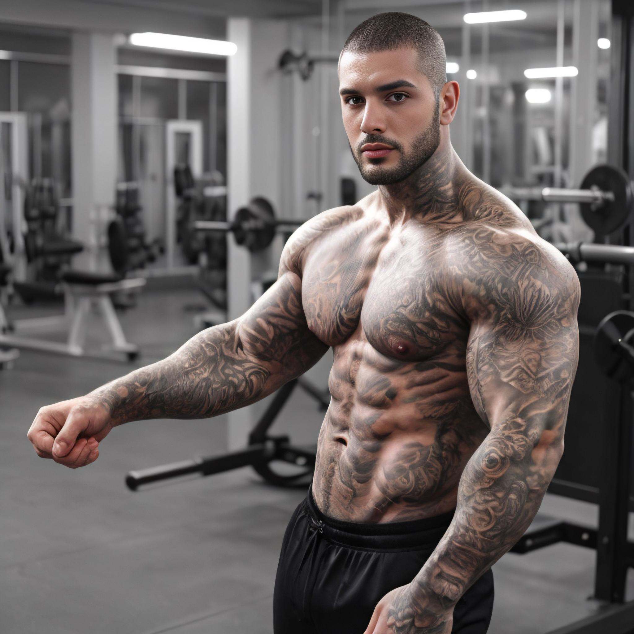 1male,  tatto,  body muscled on Tensor.Art