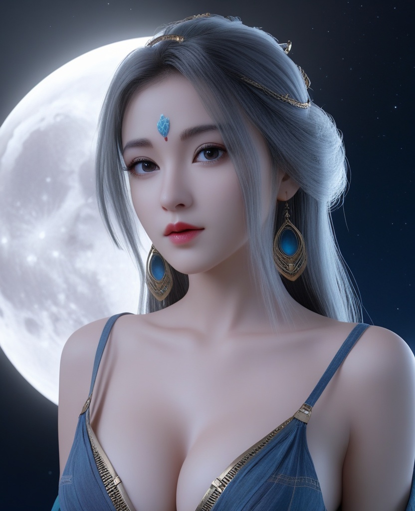 <lora:571-DA-XL-眷思量-奉眠:0.8>(,1girl, ,best quality, ),looking at viewer,masterpiece, (( , )),, realistic,science fiction,mole, ultra realistic 8k cg, moonlight,full moon,  rose,(cleavage), (),