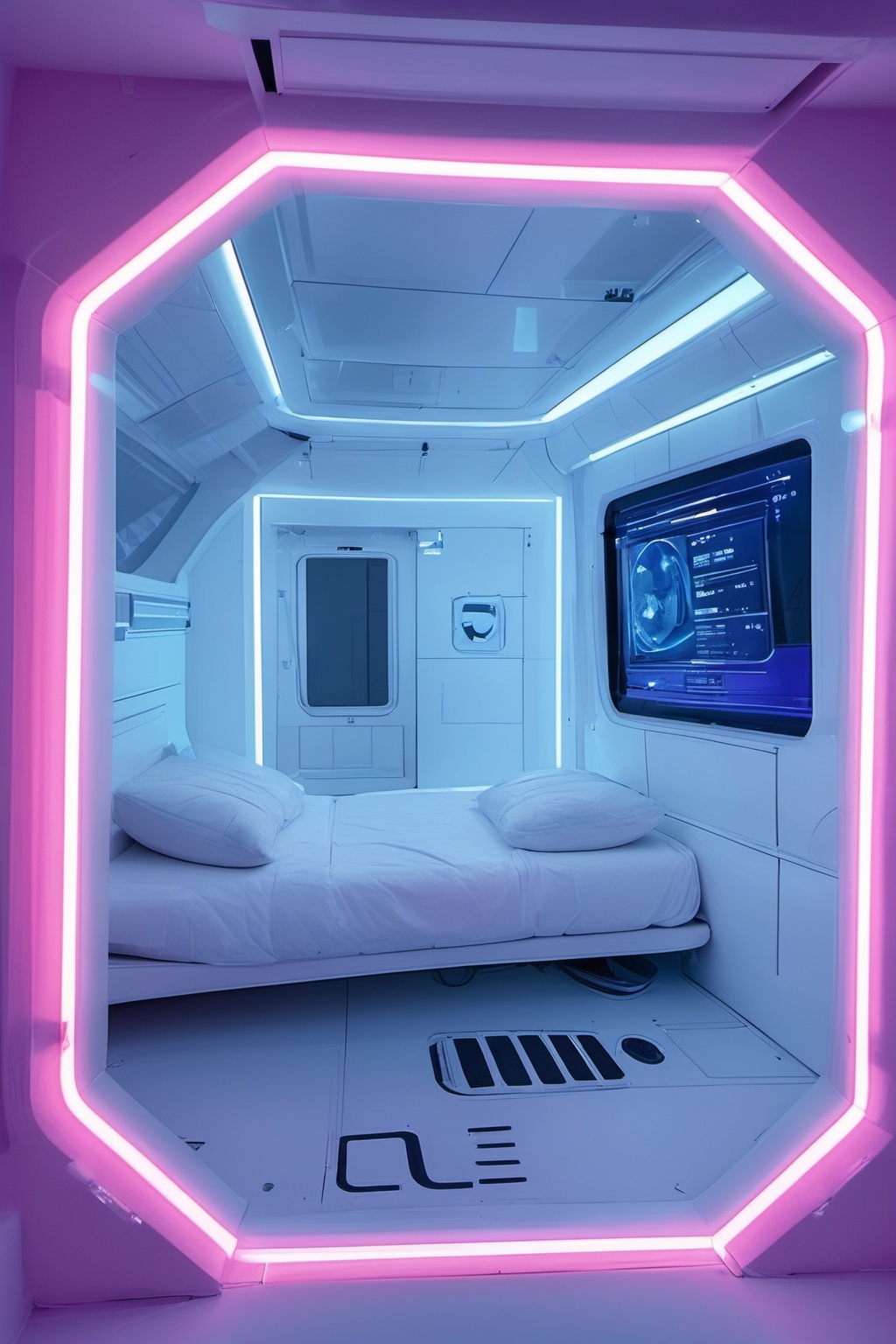 room,neon lights, bed, pillow, YZLS
