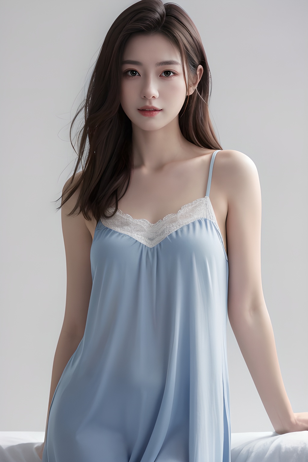 <lora:0809_01:0.7>,simple background,nightgown,, 1girl,realistic,masterpiece, best quality, photorealistic, HDR,detail