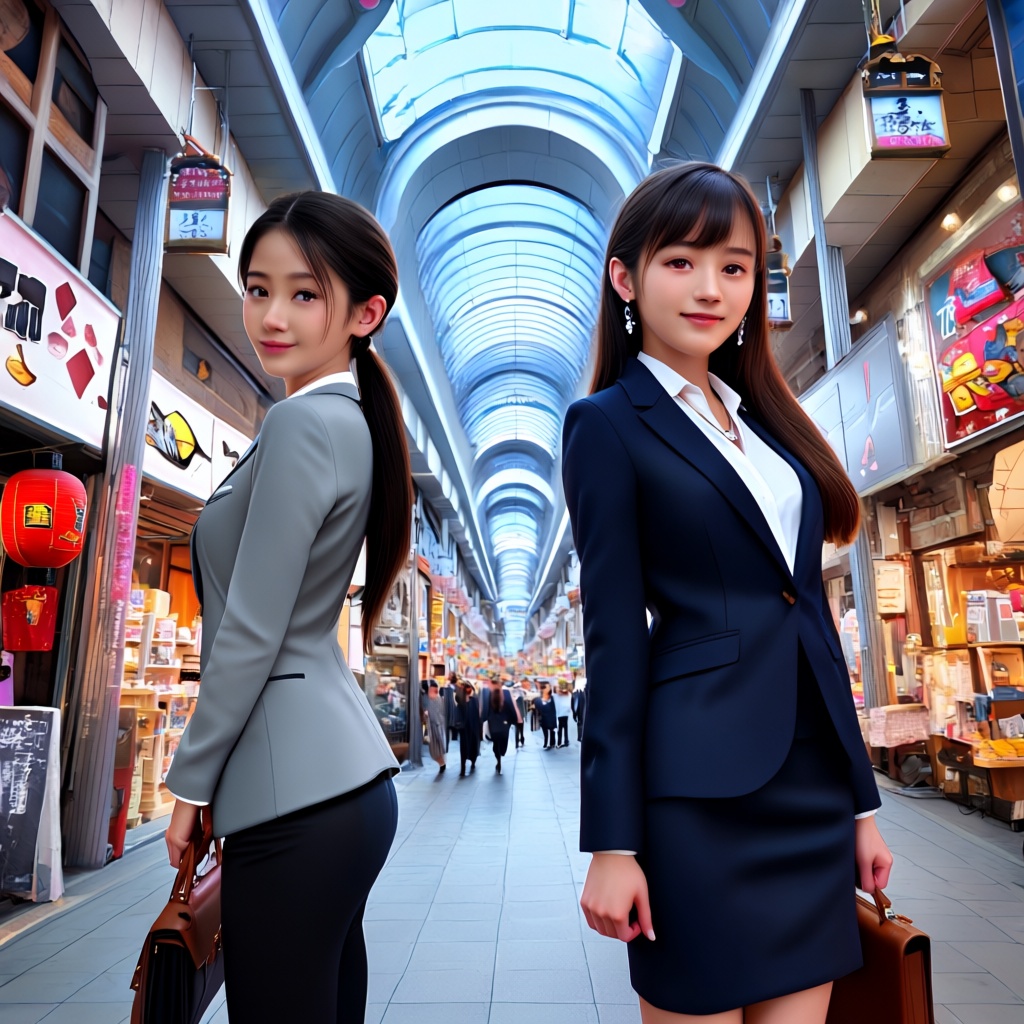 2girls,  office lady,  business suit on Tensor.Art