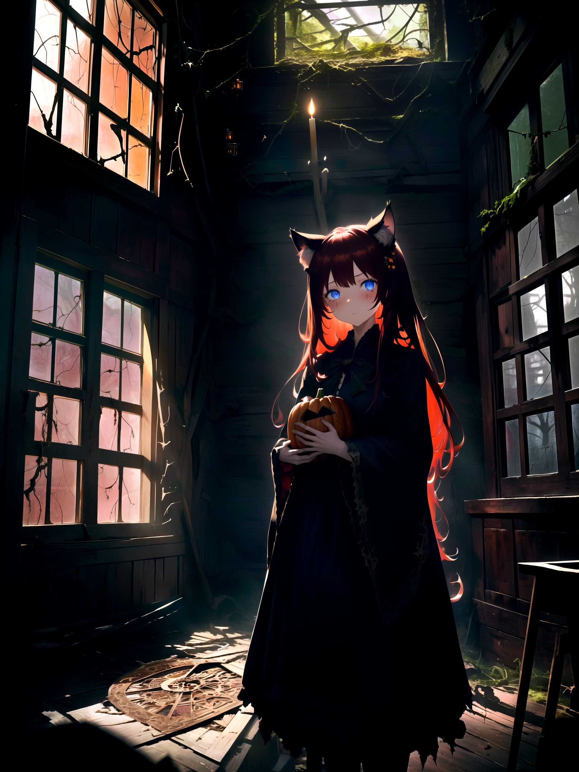 1girl,  anime illustration,  a girl in a Halloween costume on Tensor.Art