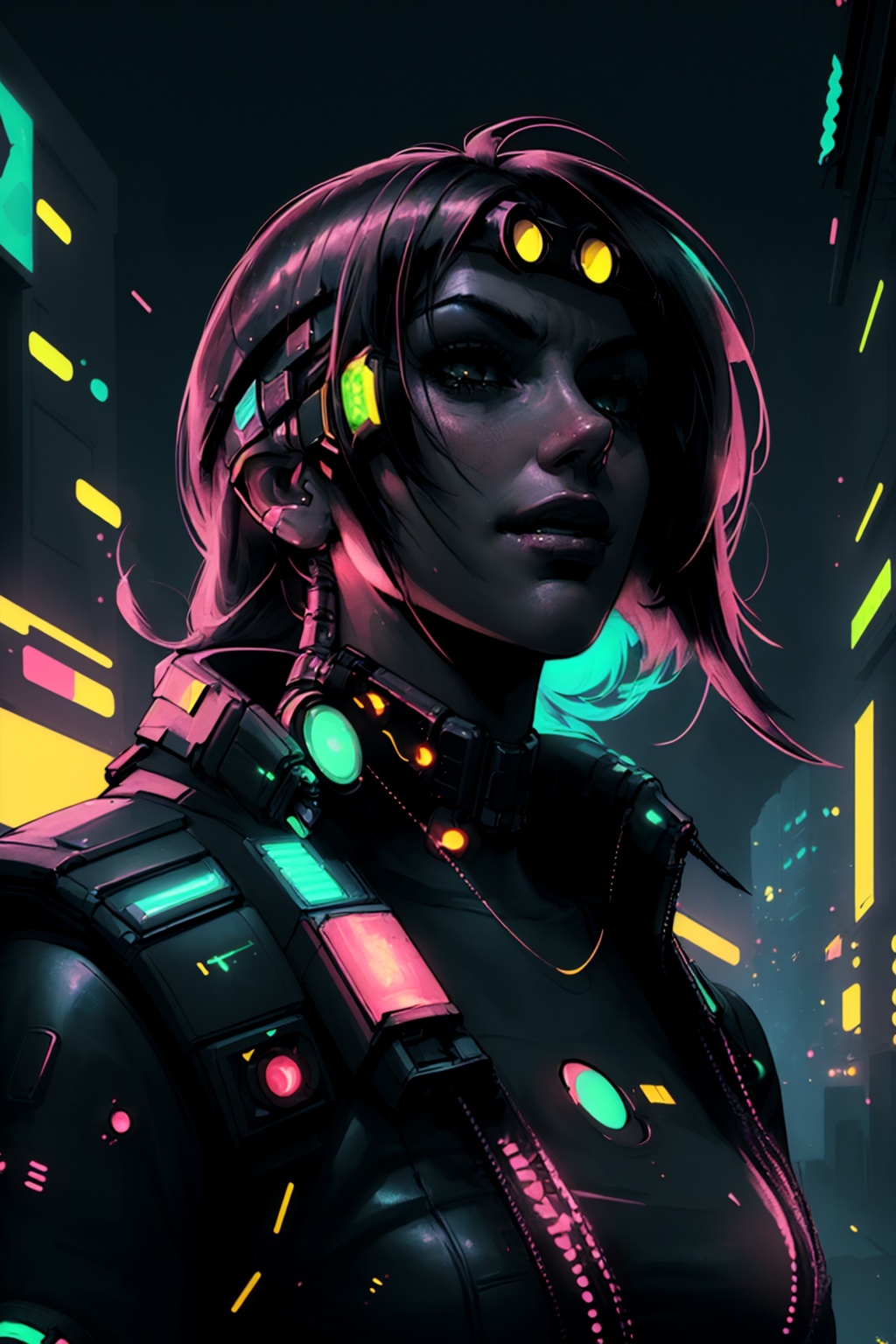 portrait of a cyberpunk hero,  upbeat vibe on Tensor.Art