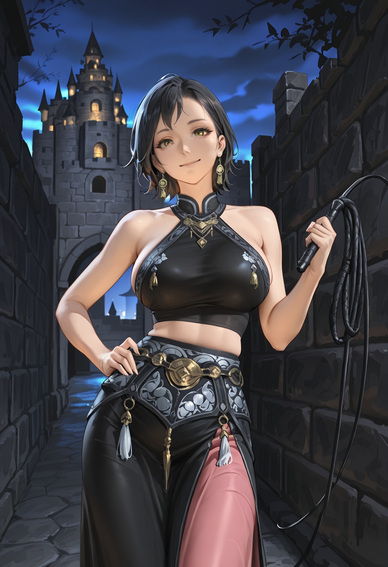 1girl,  black short hair,  bright yellow eyes on Tensor.Art