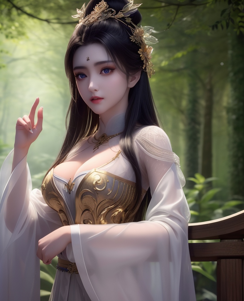 <lora:638-DA-暗河传-白鹤淮-妇人:0.8>(,1girl, ,best quality, ),looking at viewer,  ,ultra detailed background,ultra detailed background,ultra realistic 8k cg,(masterpiece:1.2),(best quality:1.2),(ultra detailed:1.2),(official art:1.3),(beauty and aesthetics:0.8),detailed,(intricate:0.8),(highly detailed),(solo),delicate countenance,1girl,fancy,(glassy texture:1.2),(crush:1.2),8k,accessory,tattoo,(transparent:1.1),gown,energy encirclement,instant,in the twinkling of an eye,upper body,woman in a mythical forest, masterpiece, perfect face, intricate details, horror theme, raw photo, photo unp(cleavage),,