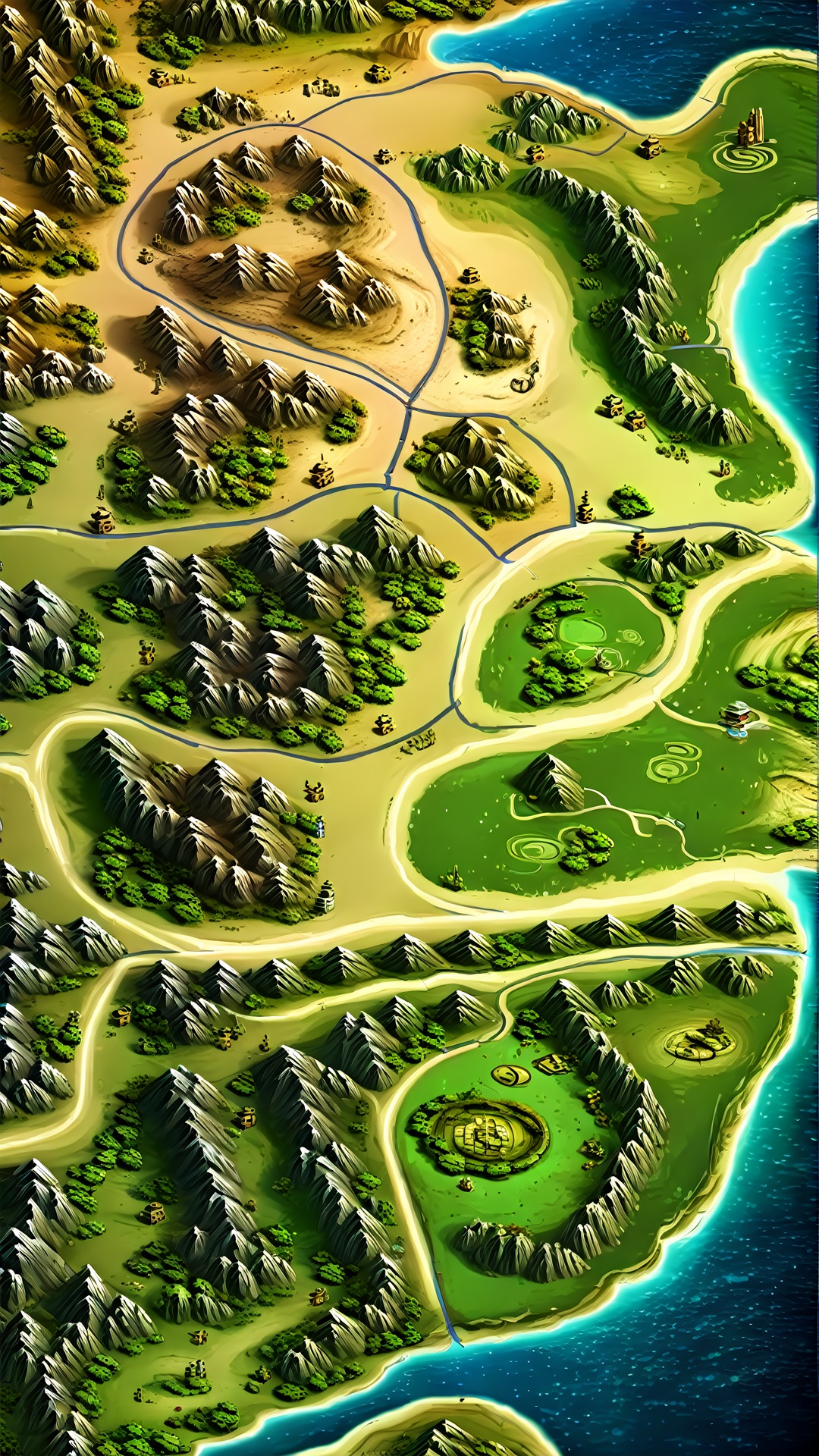 (flat map perspective:3),Chinese morden style (extremely detailed CG unity 8k wallpaper),Sand table Game Map,Green land,Game perspective,morden battlefield interior (super realistic thick paint :1.5),(sand table map, magic color),cityscape,CN mainboard,<lora:sdxl_ditu:0.8>,