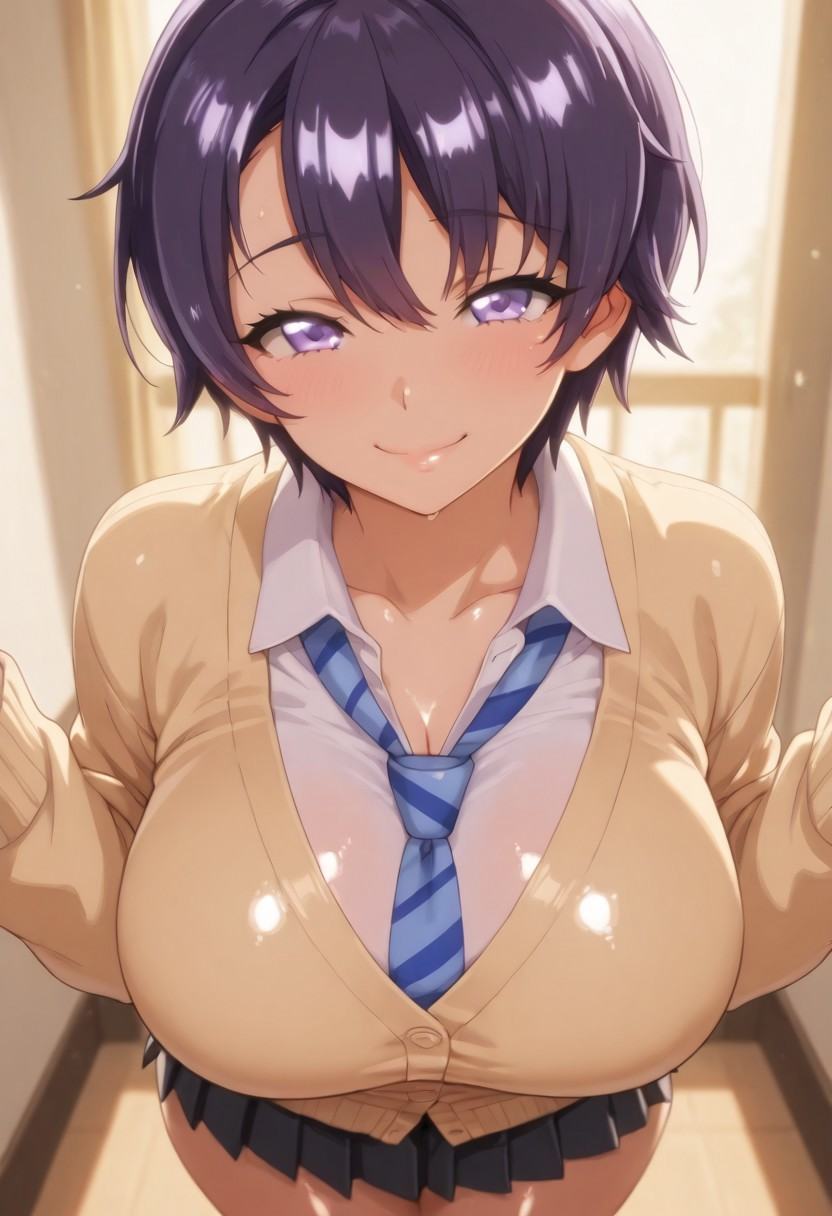makoto,  purple hair,  short hair on Tensor.Art