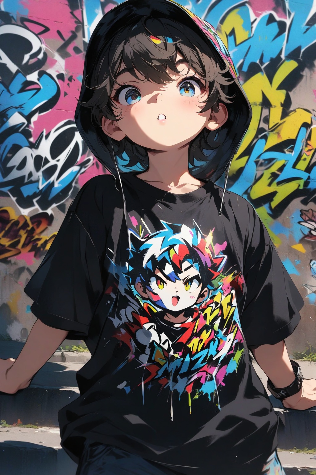 masterpiece,best quality,amazing quality,very aesthetic,graffiti style,my grandson,