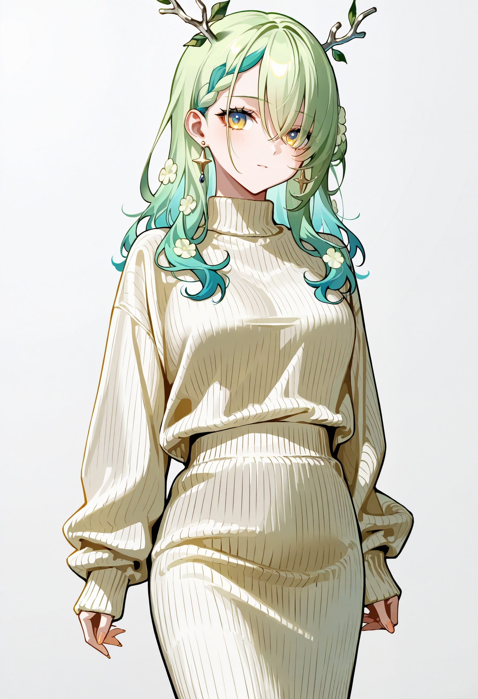 solo,  1girl,  knit sweater on Tensor.Art
