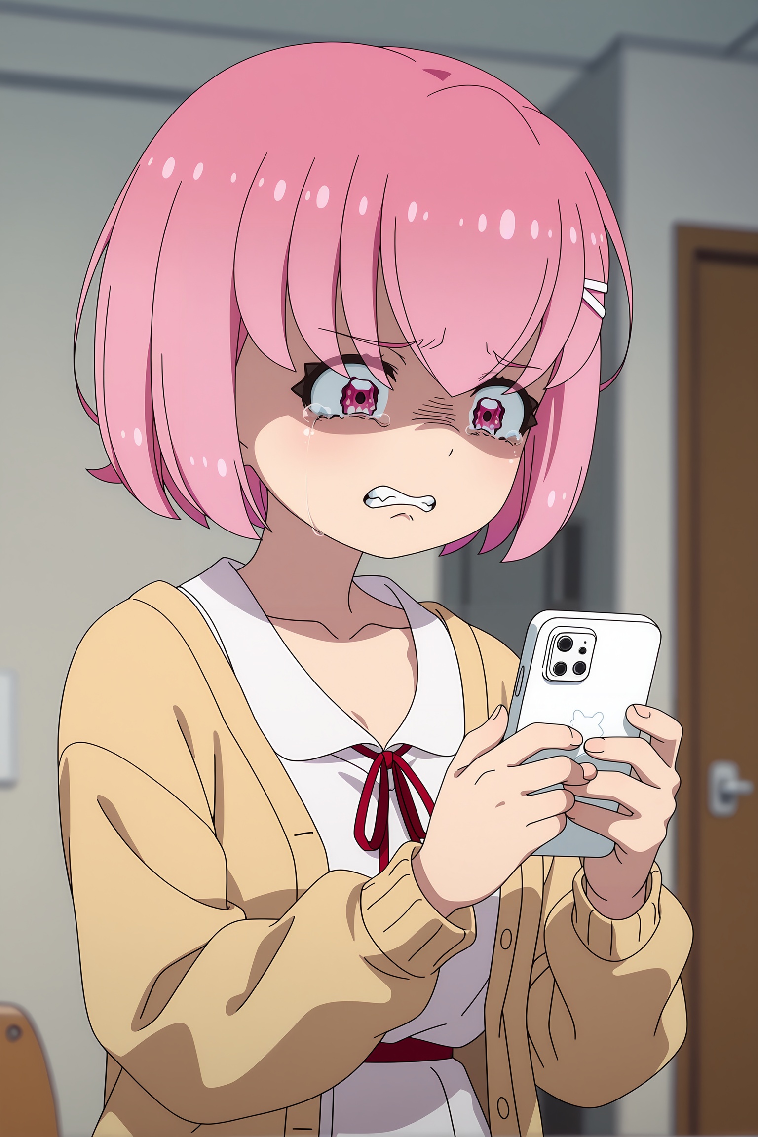 Kurumi Fukuga,  phone,  holding phone on Tensor.Art