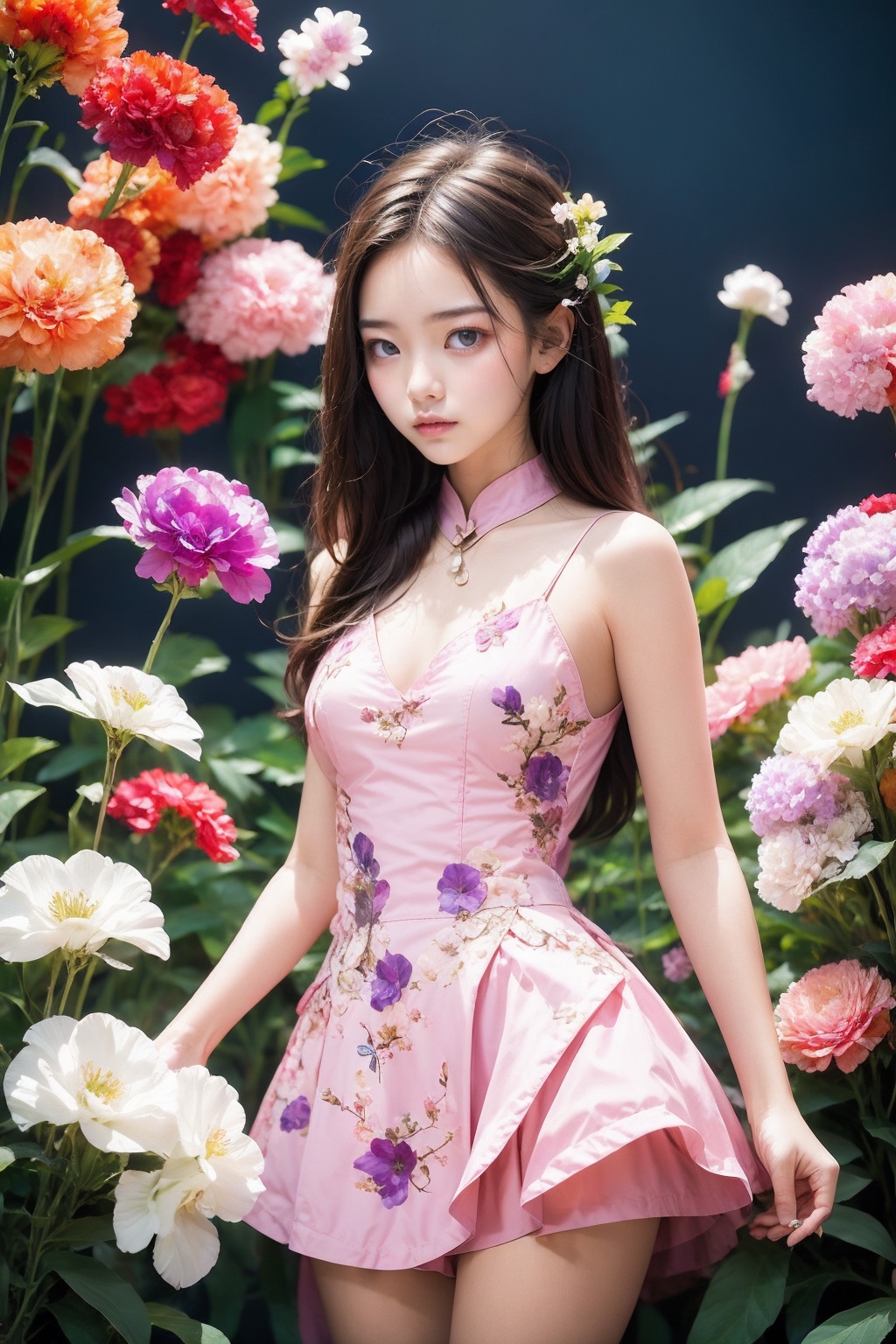 18 y.o girl,flower,<lora:Again_Style:1>
