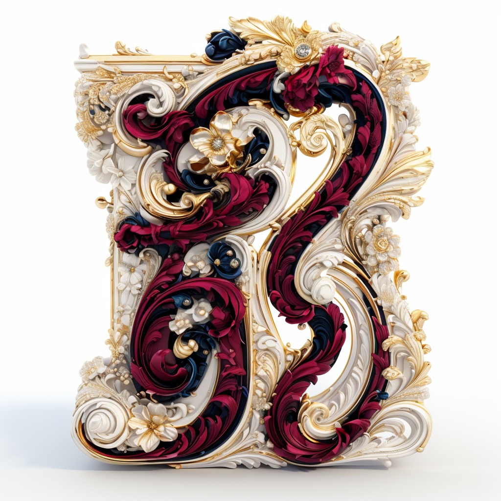 baroque style,hjyvktrtext2,((gold)),ruby,diamond,no humans,flower,(white background:1.2),still life,simple background,letter,text design,masterpiece,best quality,(highly detailed),<lora:hjyvktrtext2--000019:0.7>,c4d,3d model,