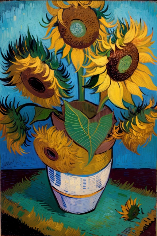 Intense oil painting effects,Van Gogh,sunflowers,<lora:fgxrk_20240307235832-000005:1>,