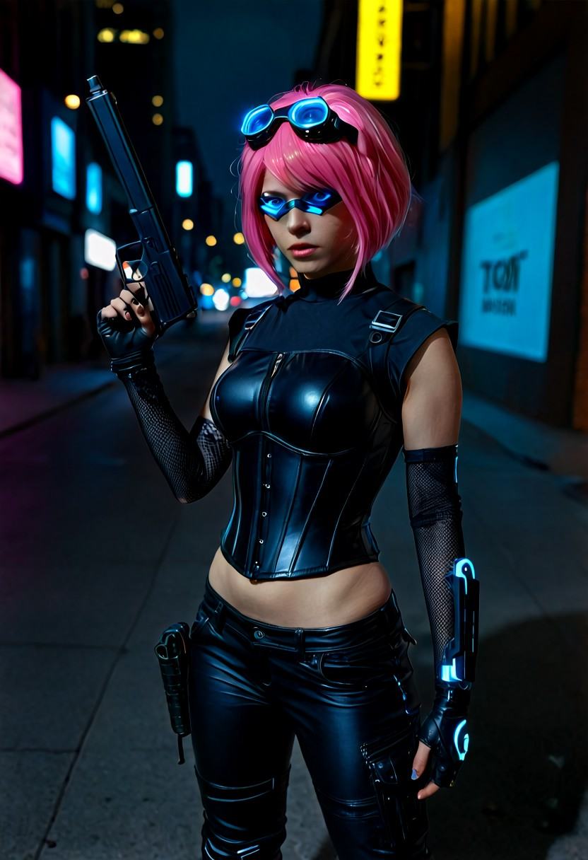 photorealistic,  tot_style,  female cyberpunk cosplayer on Tensor.Art