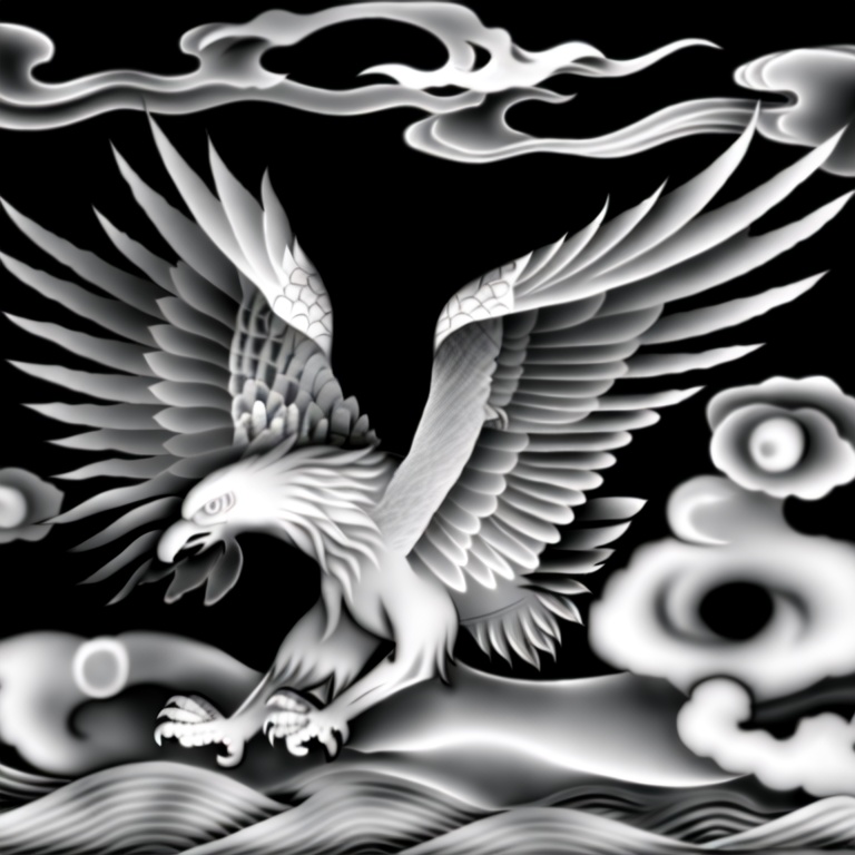 greyscale,  no humans,  bird by 无边落木 on Tensor.Art
