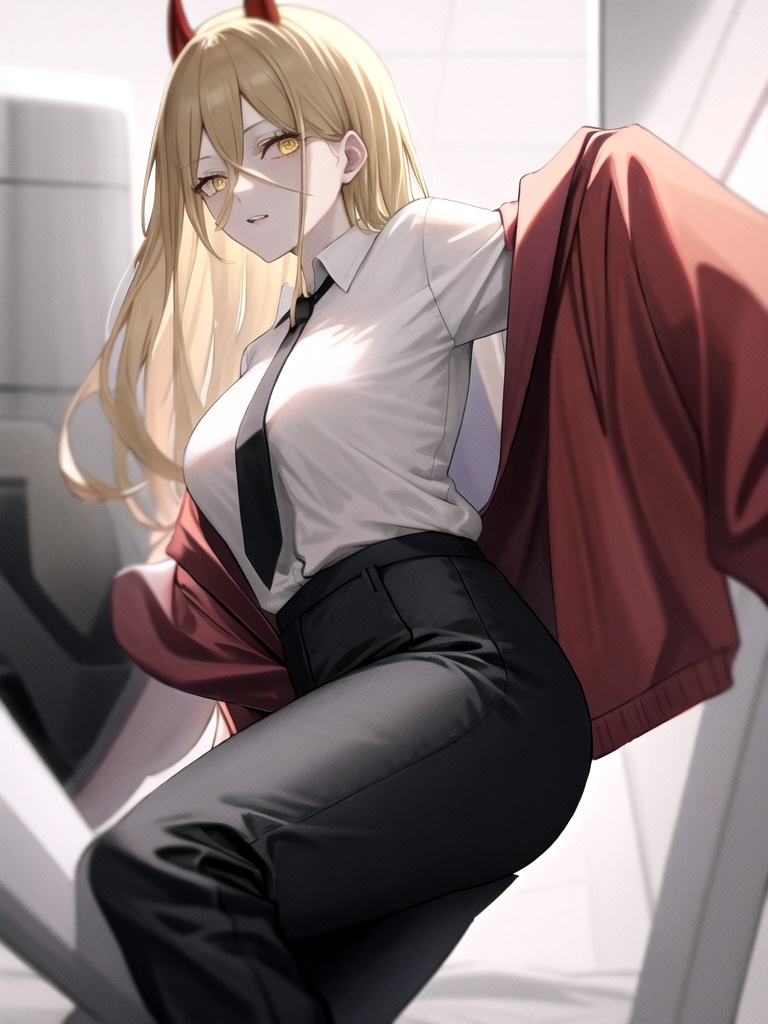 Power \(chainsaw man\),  long hair,  demon horns on Tensor.Art