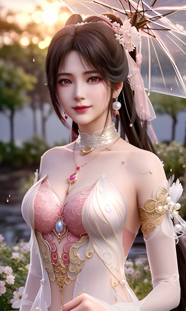 (,1girl, ,best quality, ),looking at viewer, <lora:454-DA-永劫无间-斗罗大陆-小舞:0.8> ,,ultra detailed 8k cg, ultra detailed background ,ultra realistic 8k cg,          cinematic lighting, cinematic bloom, (( , )),,  , unreal, science fiction,  luxury, jewelry, diamond, pearl, gem, sapphire, ruby, emerald, intricate detail, delicate pattern, charming, alluring, seductive, erotic, enchanting, hair ornament, necklace, earrings, bracelet, armlet,halo,masterpiece, (( , )),, realistic,science fiction,mole,   ,cherry blossoms,,(((Best quality, masterpiece, ultra high res, (photorealistic:1.4), raw photo, 1girl, ,rain, , sunlight, sunset, qianqiu wanxia,     )))  (cleavage), (),