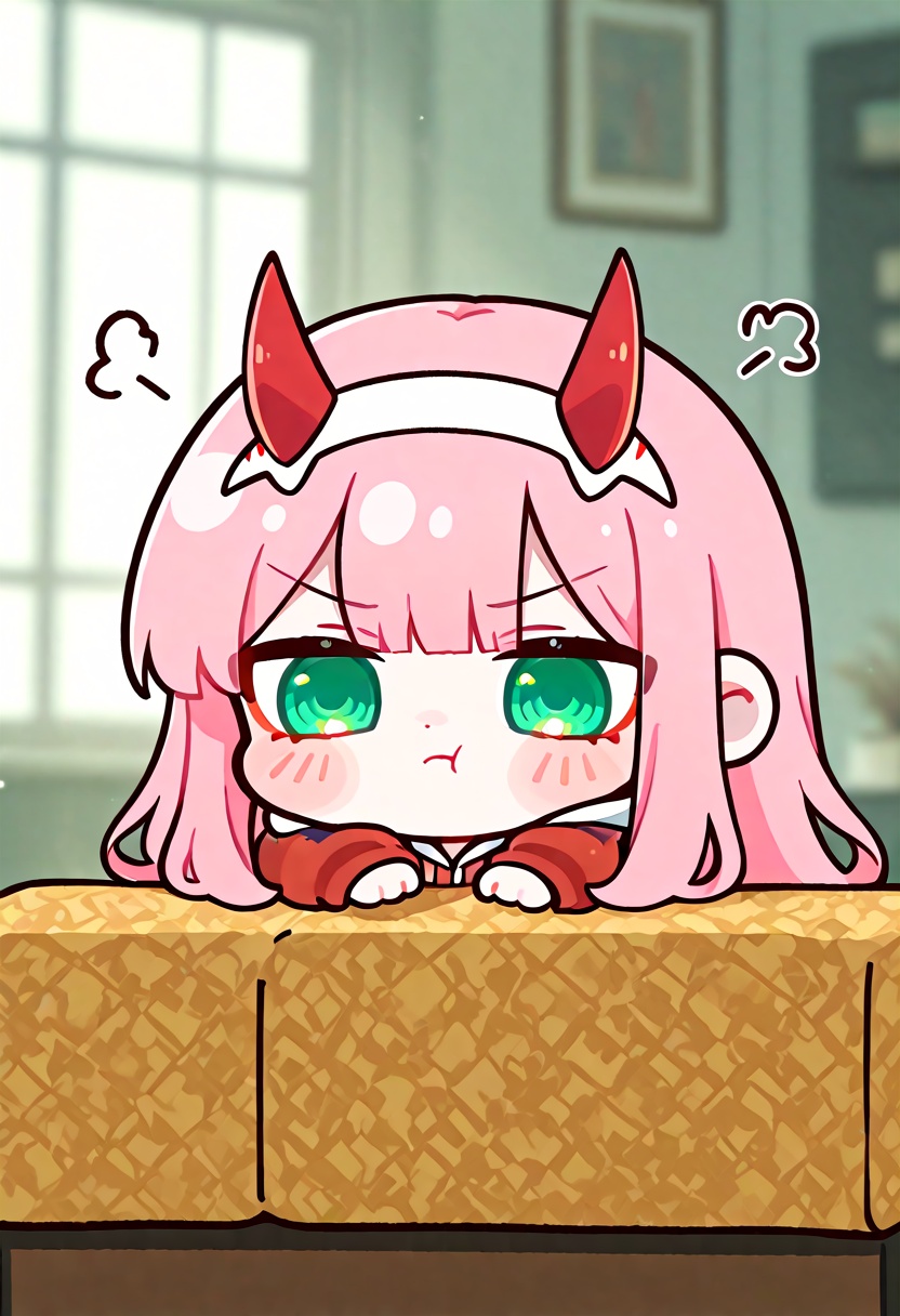 1girl,  zero two (darling in the franxx),  chibi on Tensor.Art