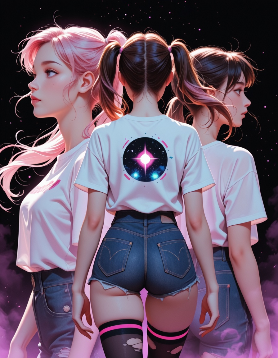 1girl,  woman,  (neon palette) on Tensor.Art