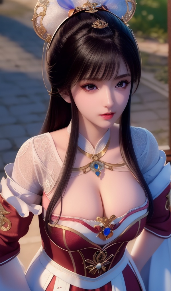 <lora:638-DA-暗河传-白鹤淮-妇人:0.8>(,1girl, ,best quality, ),looking at viewer,  ,ultra detailed background,ultra detailed background,ultra realistic 8k cg,, ,masterpiece, (( , )),, ,   ,   cure blossom,  ,,  (cleavage), (), ,,