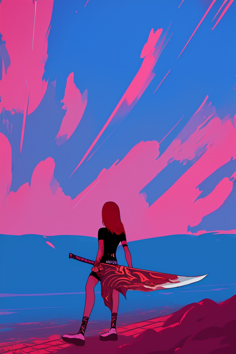 cute but ******** punk swordswoman,  Alena Aenami,  illustration on Tensor.Art