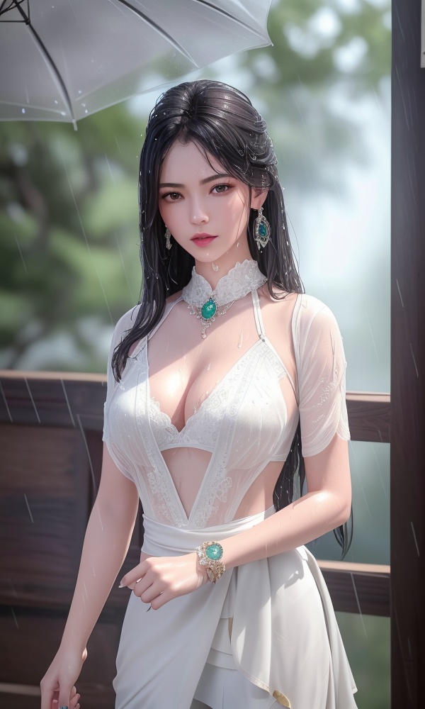 <lora:418-DA-百炼成神-莫雨馨:0.8> ,(,1girl, ,best quality, ),looking at viewer, ,ultra detailed 8k cg, ultra detailed background,  ultra realistic 8k cg,          cinematic lighting, cinematic bloom, (( , )),,  , unreal, science fiction,  luxury, jewelry, diamond, pearl, gem, sapphire, ruby, emerald, intricate detail, delicate pattern, charming, alluring, seductive, erotic, enchanting, hair ornament, necklace, earrings, bracelet, armlet,halo,masterpiece, (( , )),, realistic,science fiction,mole, ,cherry blossoms,(((, , ultra high res, (photorealistic:1.4), raw photo, 1girl, wet clothes, rain, sweat, ,wet, )))(( , ))   (cleavage), (),