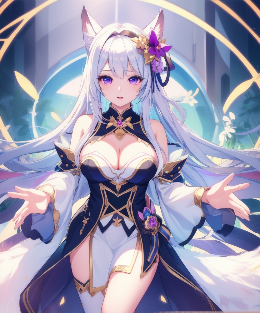 (,1girl, ,best quality, ),looking at viewer, <lora:457-DA-天启姬:0.8> ,,ultra detailed background,ultra detailed background,ultra realistic 8k cg,, ,masterpiece, (( , )),ultra realistic 8k cg, ,    ,cleavage,,spirit blossom ahri,,(cleavage), (),