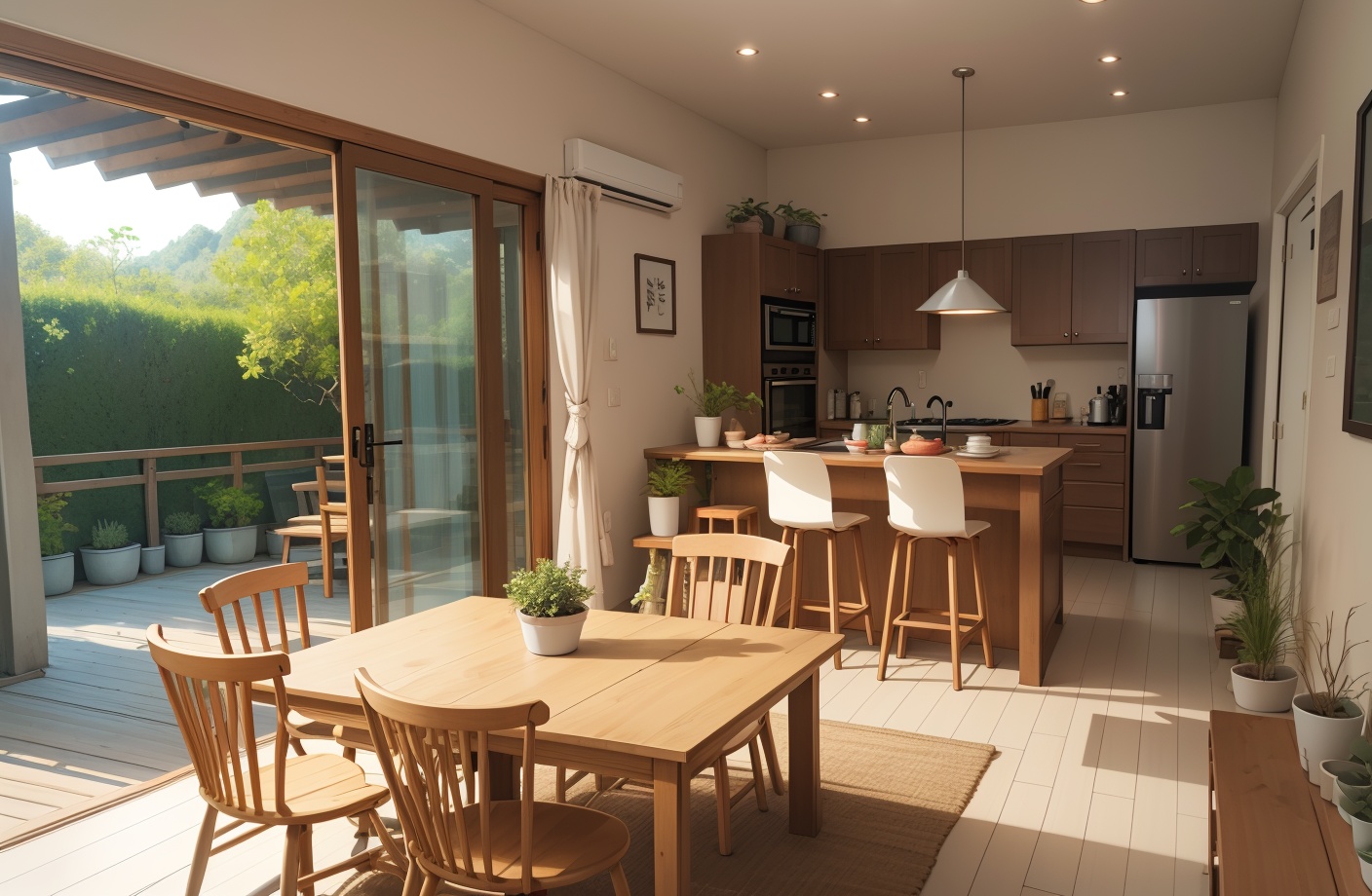 livingroom, jinchou, no humans, scenery, plant, kitchen, indoors, sink, table, shelf, potted plant, chair, stool, basket
