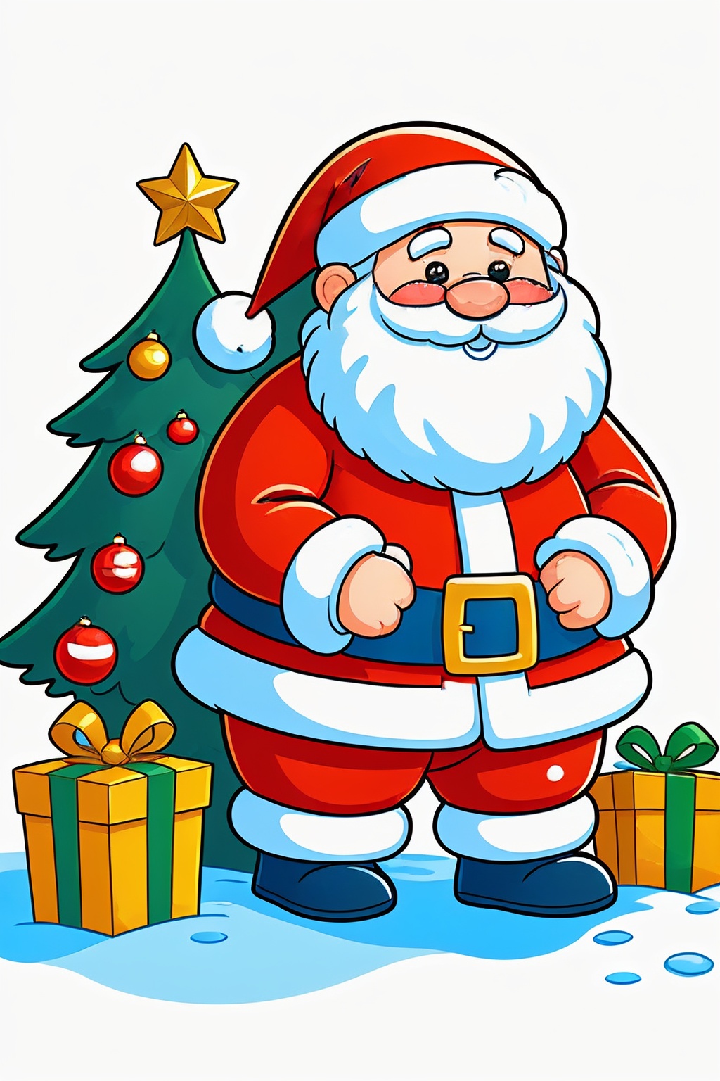 miluo_sdch, Christmas theme,In front of a simple white background stands a cute Santa Claus,.<lora:米洛丨圣诞插画sd1.5-v1.0:0.8>