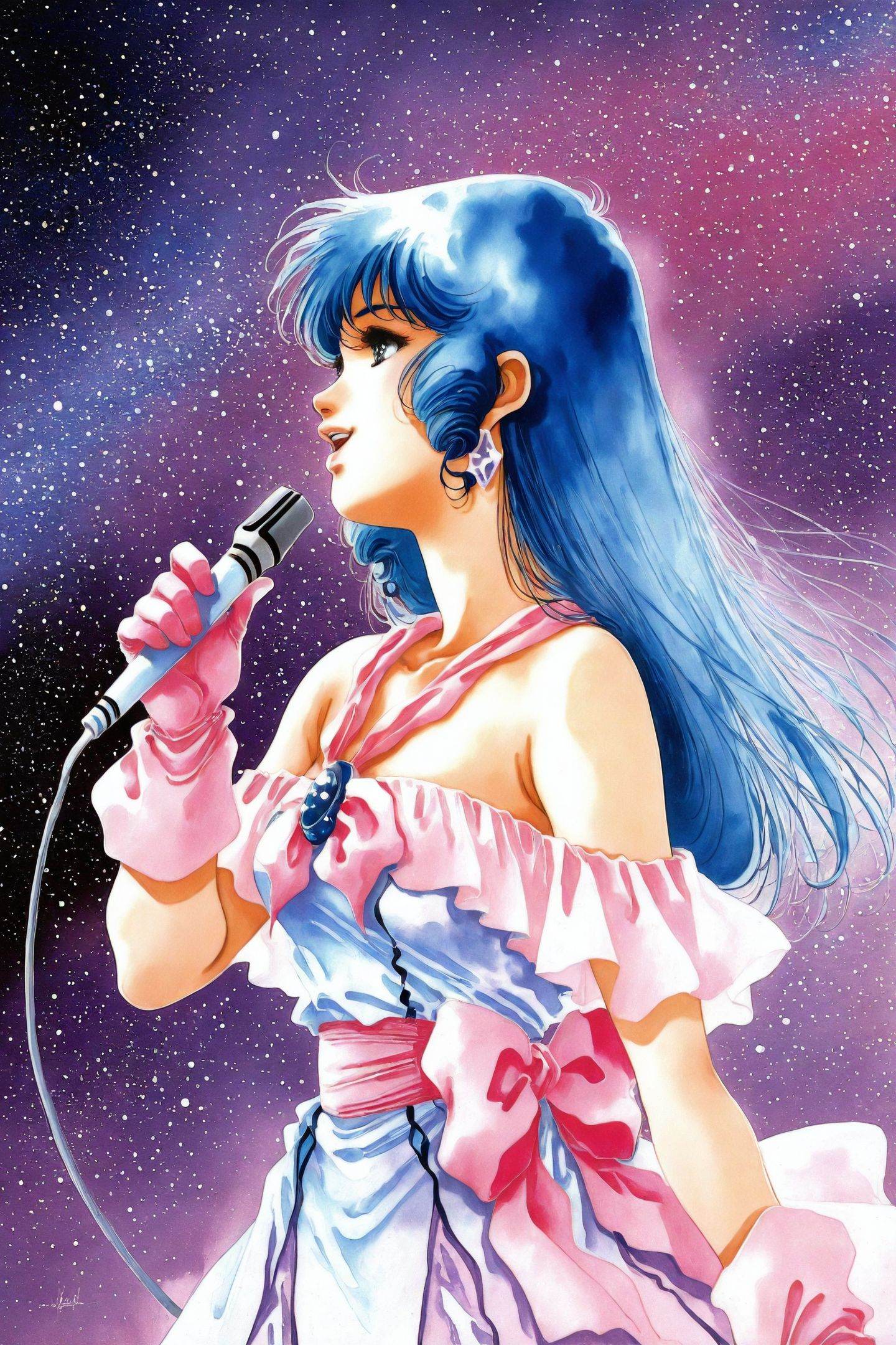 Haruhiko Mikimoto Style,  Lynn Minmay,  1girl on Tensor.Art