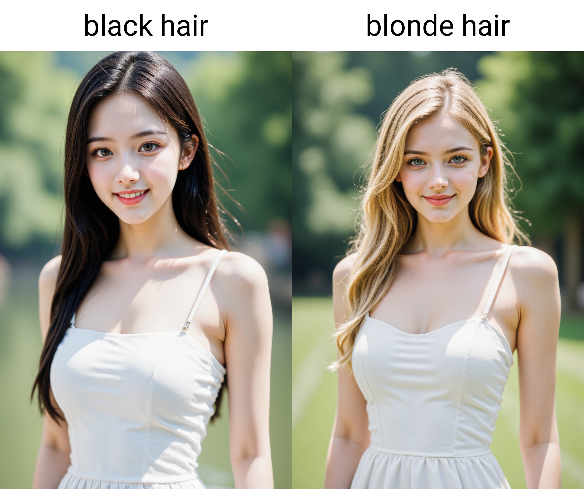 film grain, 1girl, solo, realistic, black hair, looking at viewer, dress, long hair, smile, white dress, brown eyes, photorealistic, upper body, lips, breasts, outdoors, <lora:20250110_AgainCharacters_Flux:0.2>,<lora:20250120_AgainCharacters_Flux:0.2>