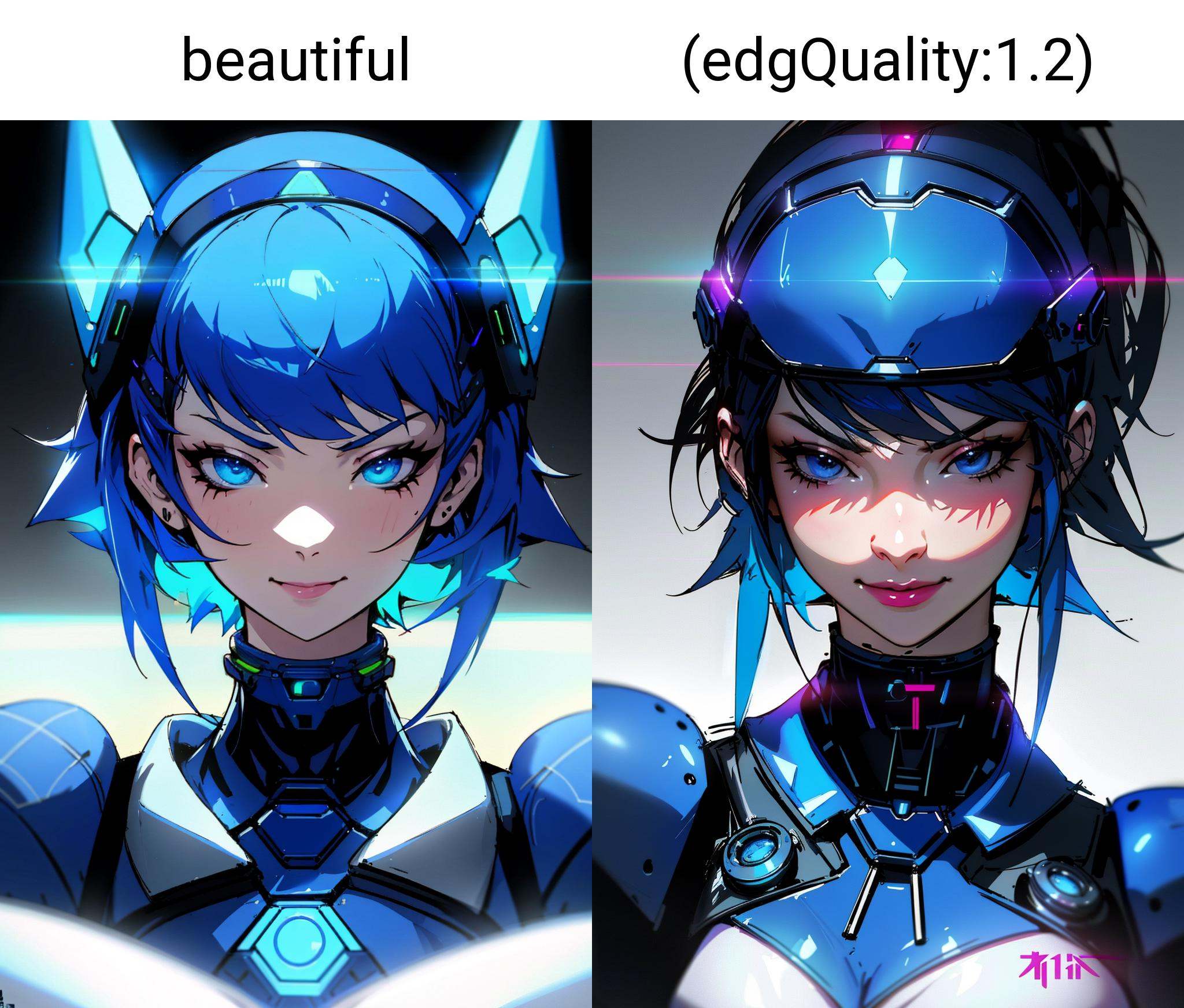 (portrait)((Masterpiece, best quality)),beautiful,smirk,smug, ([ballgown|edgFut_clothing]::0.5), a woman with a blue face and a clear helmet ,wearing edgFut_clothing and [futuristic headpiece|visor] ,wearing edgFut_clothing, neons, electric circuits <lora:edgFuturisticGown1:0.8>