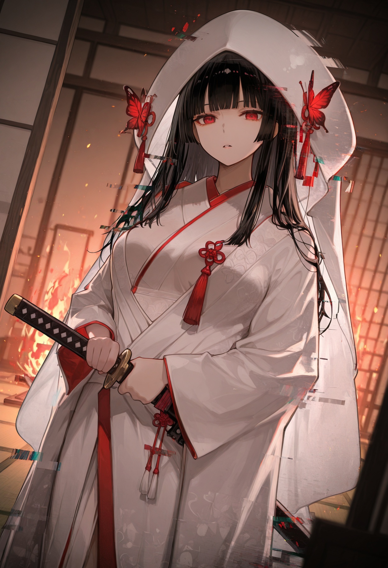 1girl,  solo,  black hair on Tensor.Art