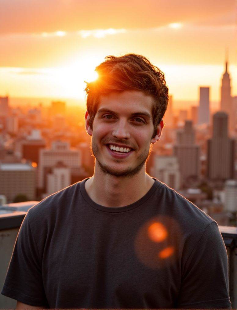 danielsharman ,  In the heart of a bustling city,  under the soft glow of a golden hour sunset on Tensor.Art