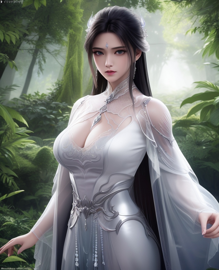 <lora:611-DA-诛仙-陆雪琪-V3:0.8>(,1girl, ,best quality, ),looking at viewer,  ,ultra detailed background,ultra detailed background,ultra realistic 8k cg,(masterpiece:1.2),(best quality:1.2),(ultra detailed:1.2),(official art:1.3),(beauty and aesthetics:0.8),detailed,(intricate:0.8),(highly detailed),(solo),delicate countenance,1girl,fancy,(glassy texture:1.2),(crush:1.2),8k,accessory,tattoo,(transparent:1.1),gown,energy encirclement,instant,in the twinkling of an eye,upper body,woman in a mythical forest, masterpiece, perfect face, intricate details, horror theme, raw photo, photo unp(cleavage),,