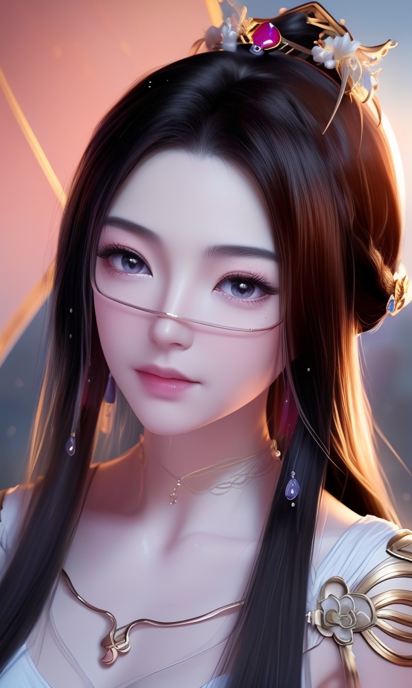 (,1girl, ,best quality, ),looking at viewer, <lora:395-DA-凡人修仙传-紫灵:0.8> ,,ultra detailed 8k cg, ultra detailed background ,ultra realistic 8k cg, flawless,  tamari \(flawless\), professional artwork, famous artwork, cinematic lighting, cinematic bloom, (( , )),, dreamlike, unreal, science fiction,  luxury, jewelry, diamond, pearl, gem, sapphire, ruby, emerald, intricate detail, delicate pattern, charming, alluring, seductive, erotic, enchanting, hair ornament, necklace, earrings, bracelet, armlet,halo,masterpiece, (( , )),, realistic,science fiction,mole,   ,cherry blossoms,,(((Best quality, masterpiece, ultra high res, (photorealistic:1.4), raw photo, 1girl, ,rain, , sunlight, sunset, qianqiu wanxia,     )))  (()), (), , jewelry, necklace, solo, , , , hair_ornament, , earrings,large breasts,,  , ,
