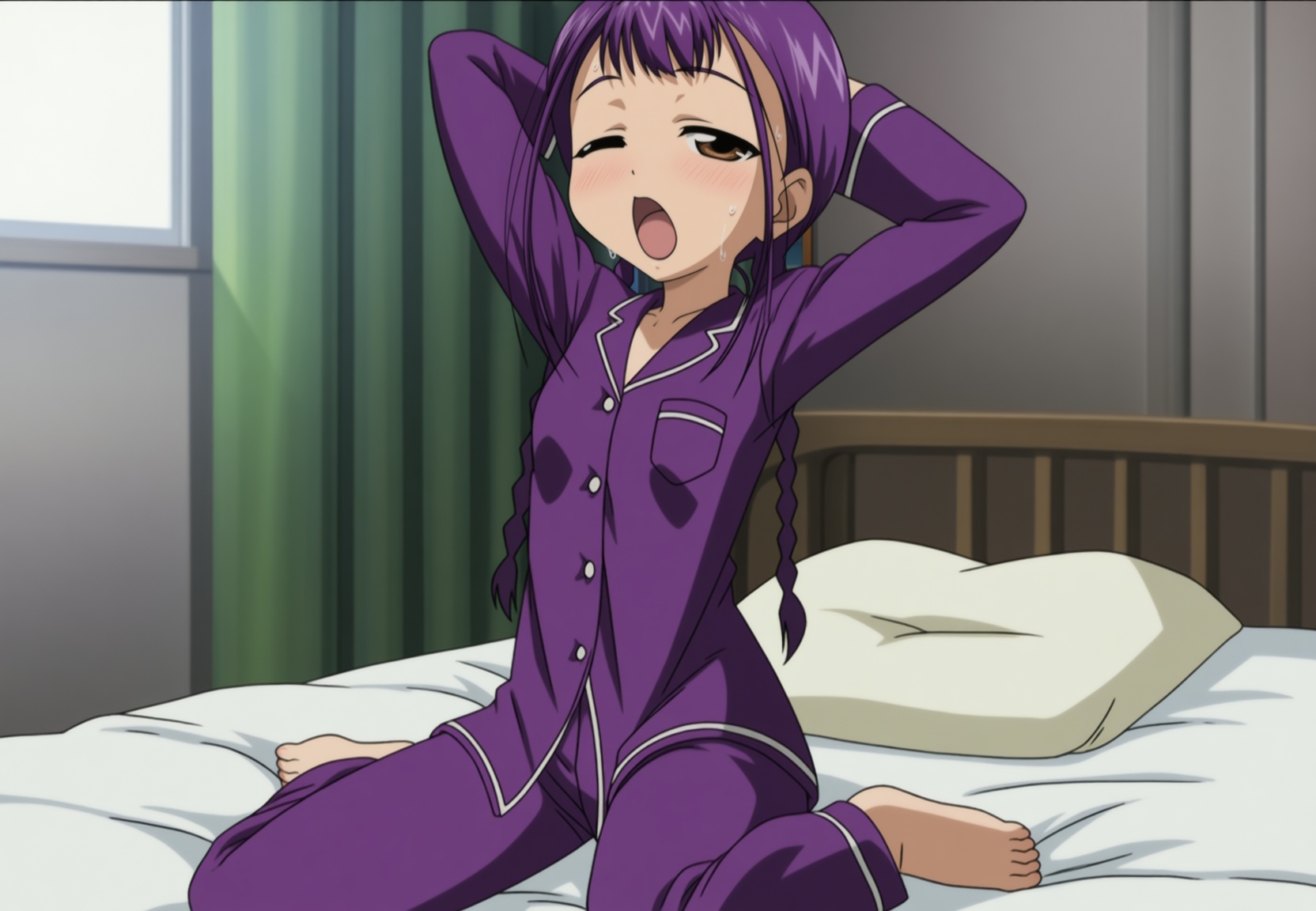 anime screencap,  anime coloring,  yawning on Tensor.Art