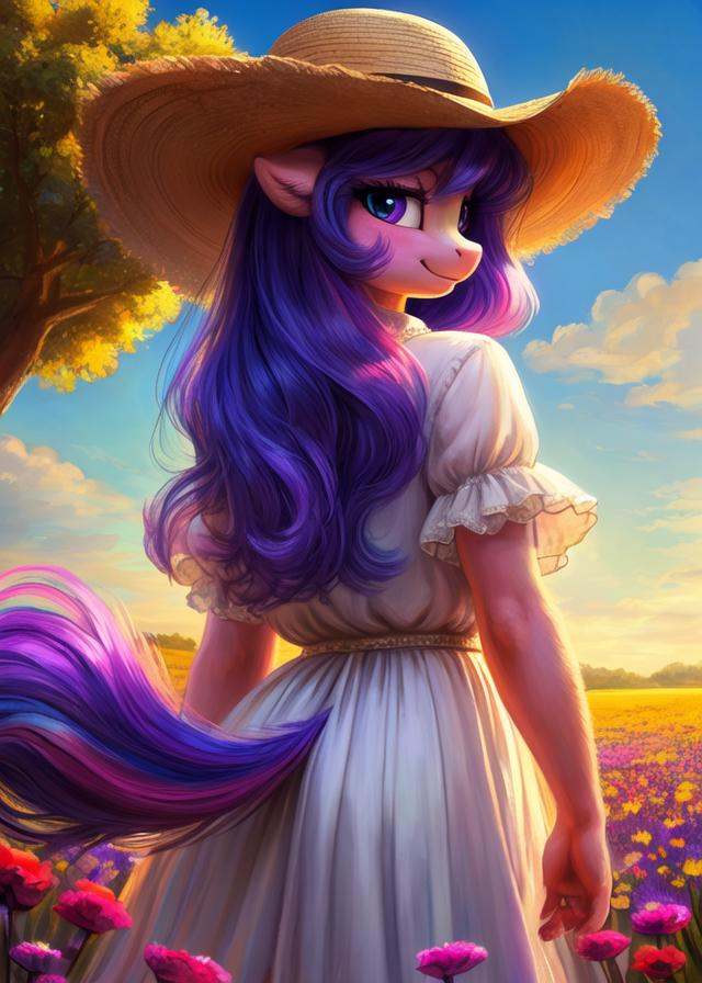 oil painting \(artwork\),  anthro toony (izzy moonbow \(mlp\):1.3),  (light purple body on Tensor.Art